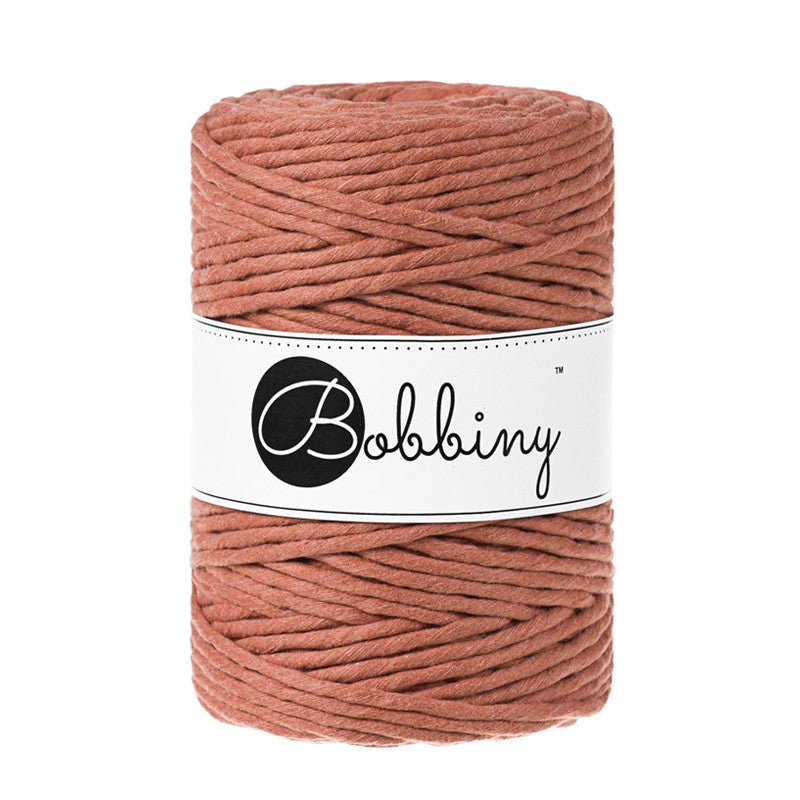 Bobbiny macramé cotton cord, 5mm and 100m, in terracotta