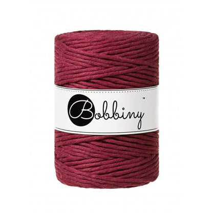 Bobbiny macramé cotton cord, 5mm and 100m, in wine red