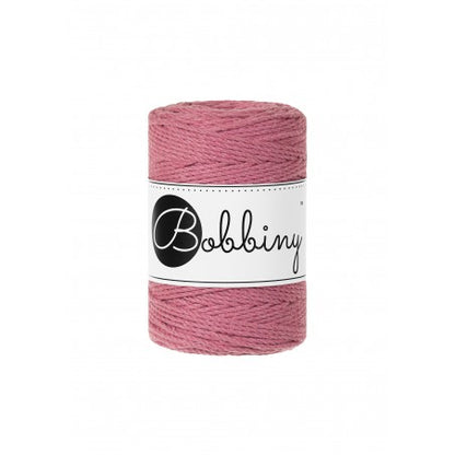 Bobbiny macramé rope, 1.5mm and 100m, in blossom pink