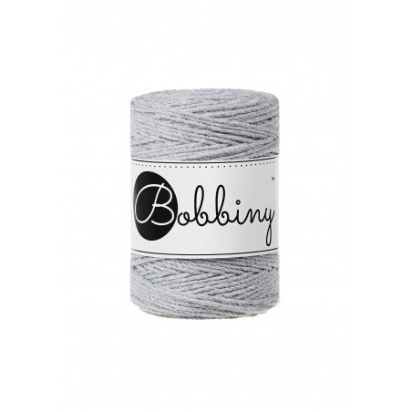 Bobbiny macramé rope, 1.5mm and 100m, in light grey