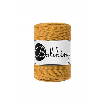 Bobbiny macramé rope, 1.5mm and 100m, in mustard
