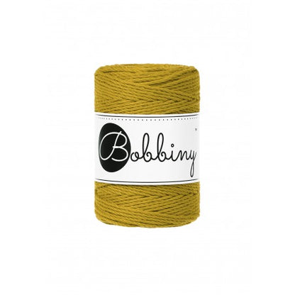 Bobbiny macramé rope, 1.5mm and 100m, in spicy yellow