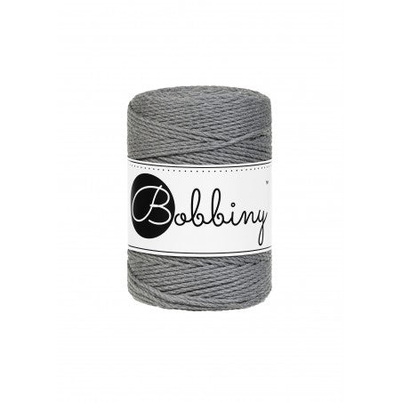 Bobbiny macramé rope, 1.5mm and 100m, in stone grey