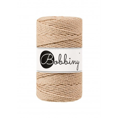 Bobbiny 3-fach Makramee-Schnur, 3mm und 100m, in Biscuit