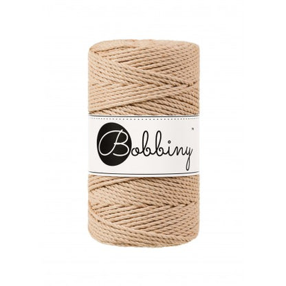 Bobbiny 3-fach Makramee-Schnur, 3mm und 100m, in Biscuit