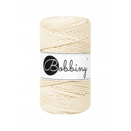Bobbiny 3-fach Makramee-Schnur, 3mm und 100m, in Butter Yellow