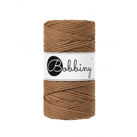 Bobbiny 3-fach Makramee-Schnur, 3mm und 100m, in Caramel