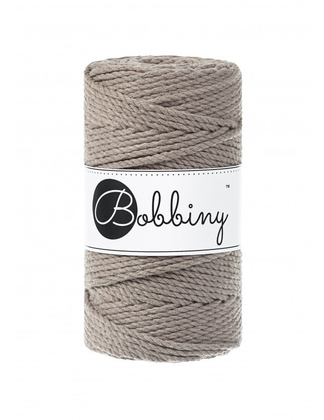 Bobbiny 3-fach Makramee-Schnur, 3mm und 100m, in Coffee