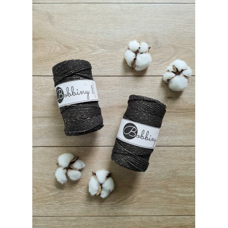 Bobbiny 3-fach Makramee-Schnur, 3mm und 100m, in Golden Espresso