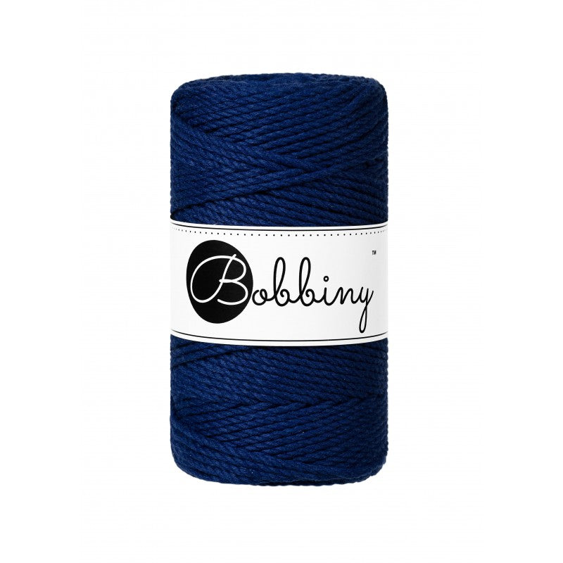 Bobbiny 3-fach Makramee-Schnur, 3mm und 100m, in Ink Blue