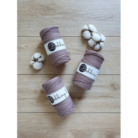 Bobbiny 3-fach Makramee-Schnur, 3mm und 100m, in Mauve