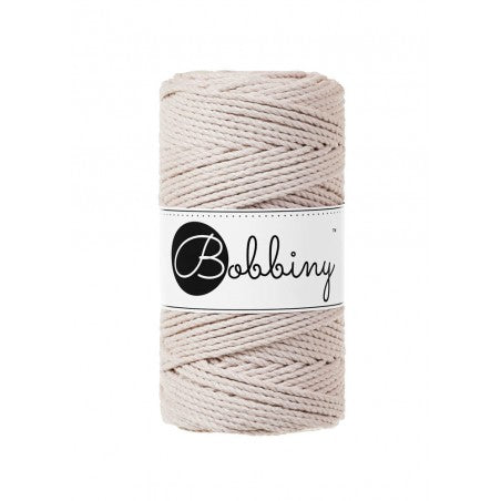 Bobbiny 3-fach Makramee-Schnur, 3mm und 100m, in Nude