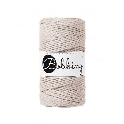 Bobbiny 3-fach Makramee-Schnur, 3mm und 100m, in Nude