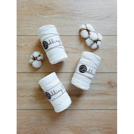 Bobbiny 3-fach Makramee-Schnur, 3mm und 100m, in Off White