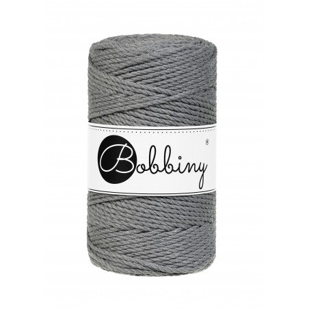 Bobbiny 3-fach Makramee-Schnur, 3mm und 100m, in Stone Grey