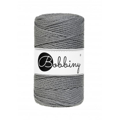 Bobbiny 3-fach Makramee-Schnur, 3mm und 100m, in Stone Grey