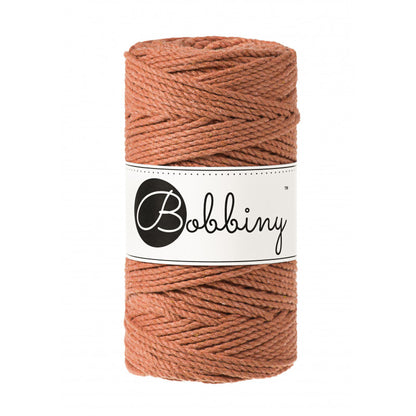 Bobbiny 3-fach Makramee-Schnur, 3mm und 100m, in Terracotta