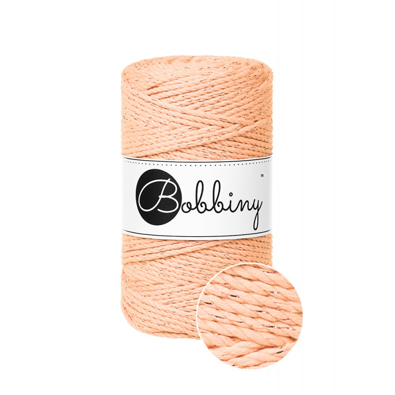 Bobbiny 3-fach Makramee-Schnur, 3mm und 100m, in Peach Fuzz
