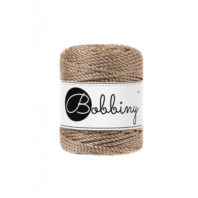 Bobbiny Makramee-Garn metallic in Champagner, 3mm 50m