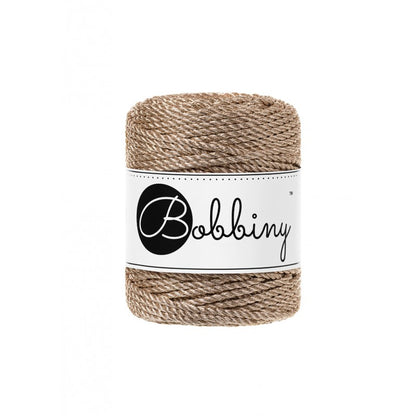 Bobbiny Makramee-Garn metallic in Champagner, 3mm 50m