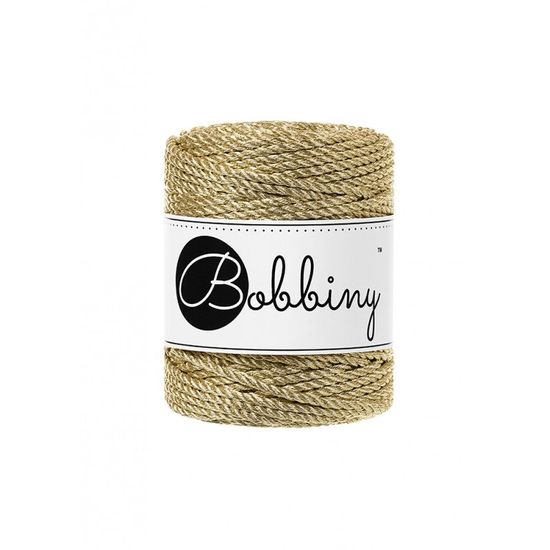 Bobbiny Makramee-Garn metallic in Gold, 3mm 50m