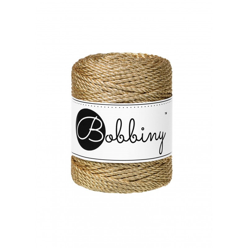 Bobbiny Makramee-Garn metallic in Satingold, 3mm