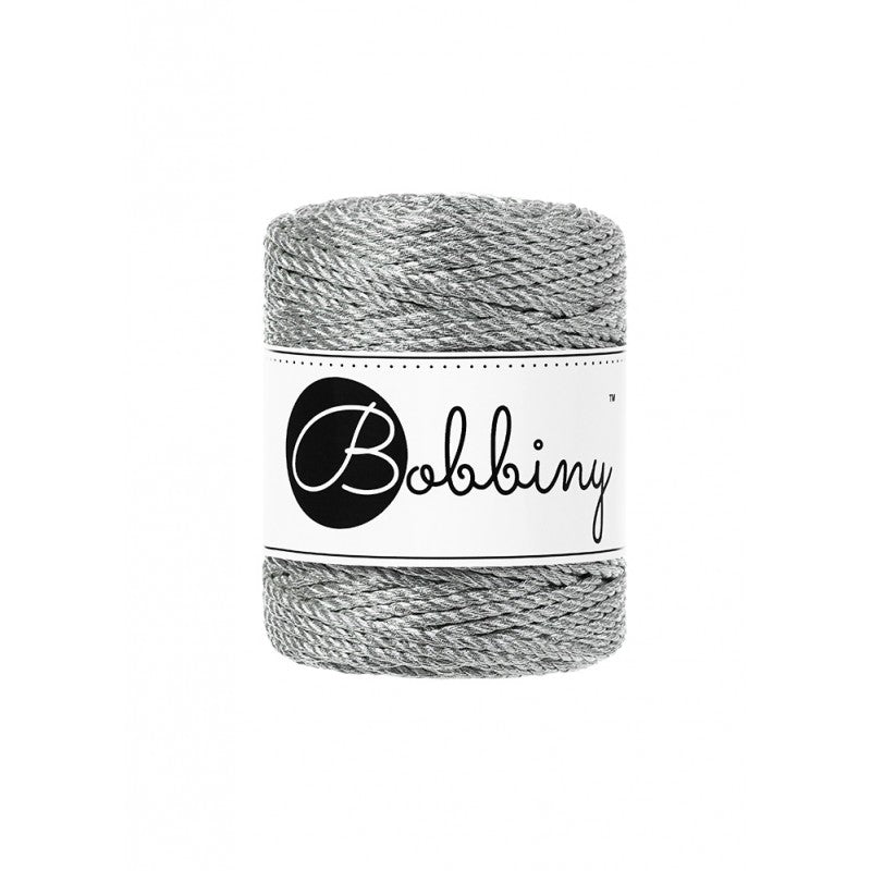 Bobbiny Makramee-Garn metallic in Silber, 3mm
