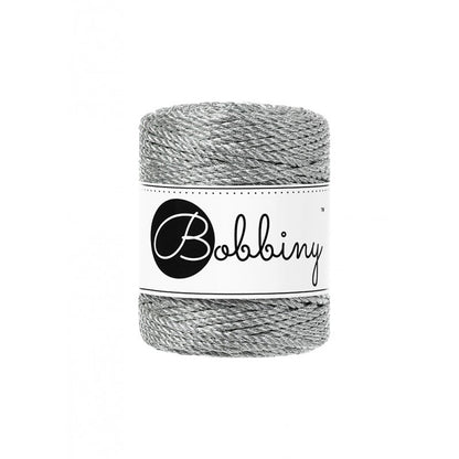 Bobbiny Makramee-Garn metallic in Silber, 3mm