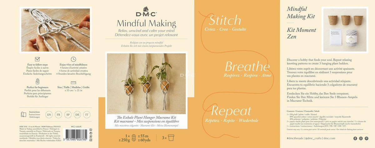Macramé-Set für drei Blumenampeln von DMC
