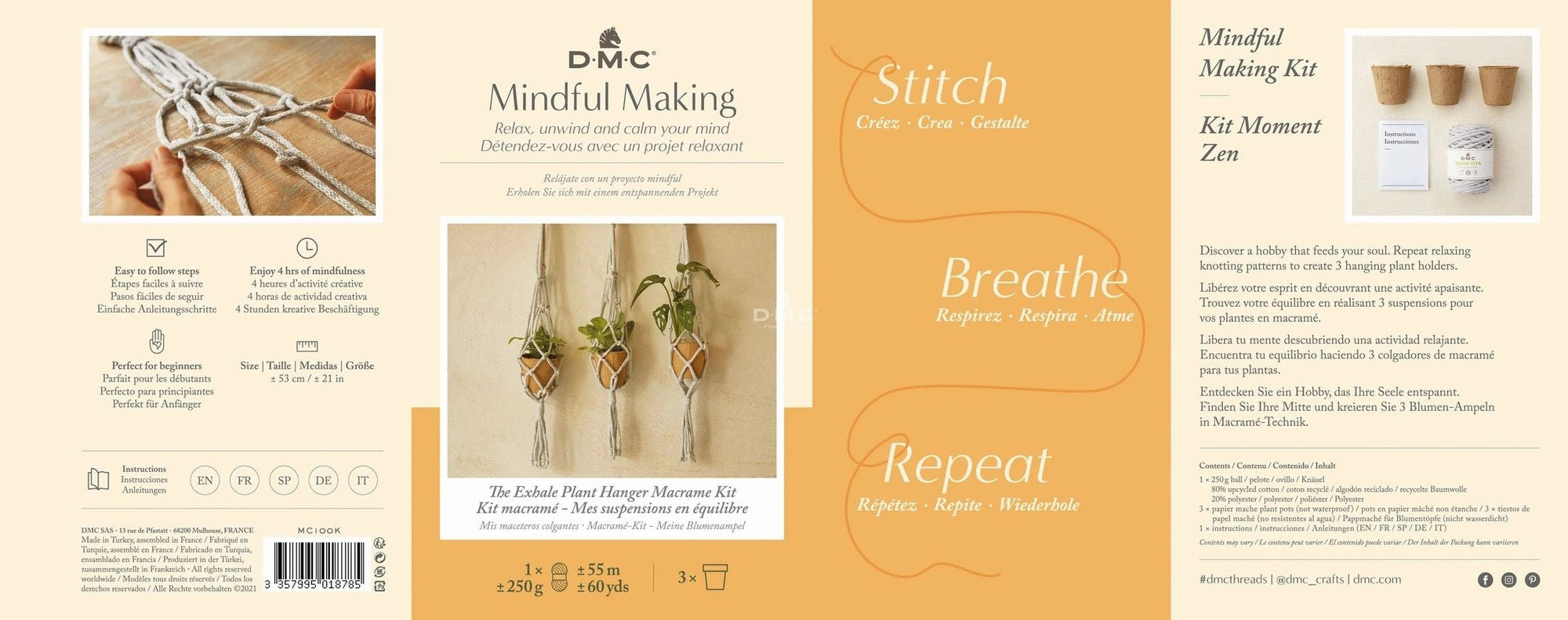 Macramé-Set für drei Blumenampeln von DMC