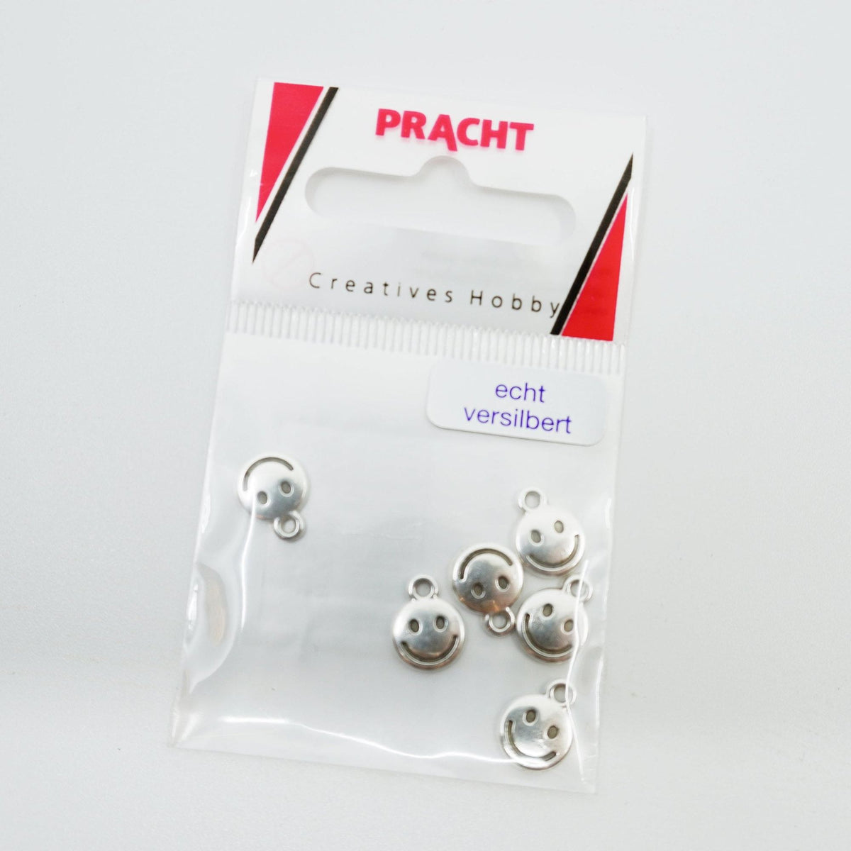 6er-Pack echte, versilberte Metall-Smiley-Charms zum Tufting und für Bastelprojekte