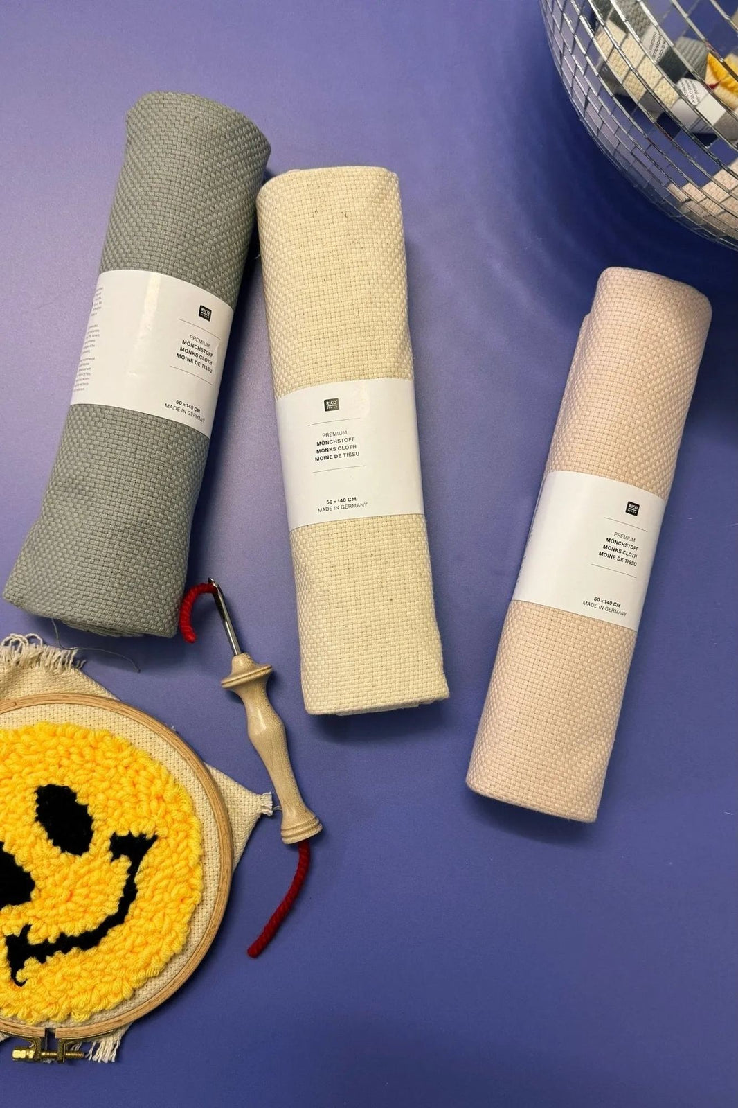 Rico monk's cloth for punch needle, natural, 50x140cm