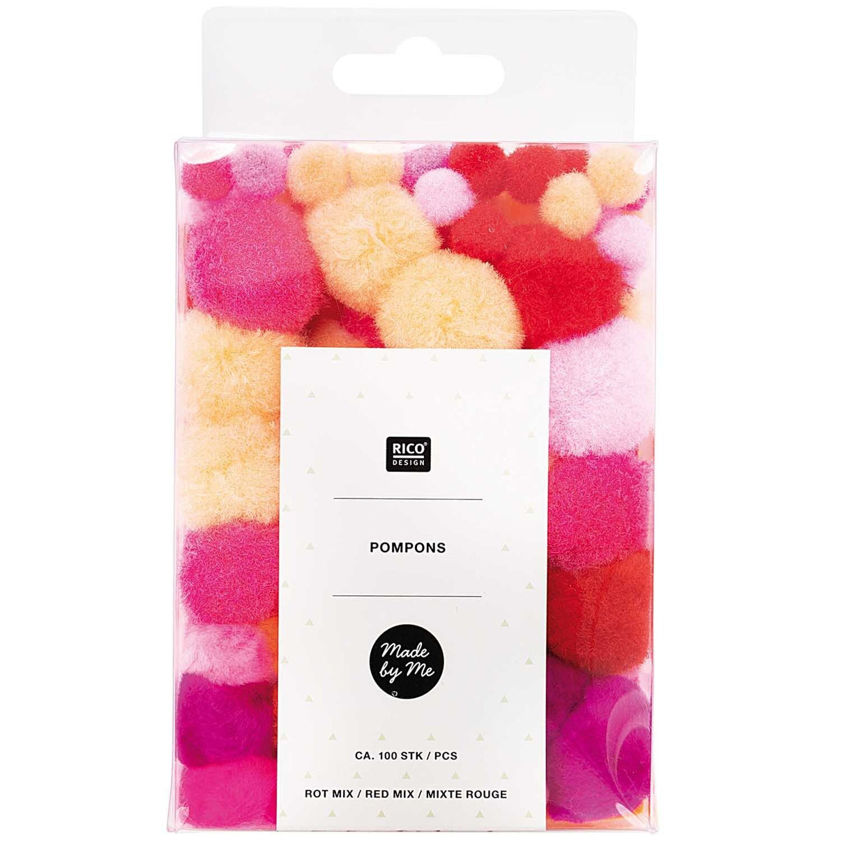 Rico Design Pompon-Set, ca. 100 Stück im Red Mix