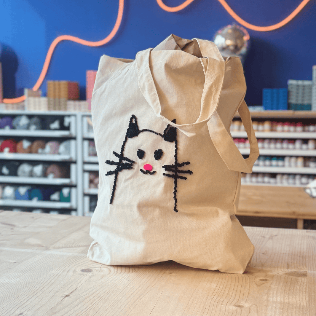 Craftinglove Cat punch needle tote bag set