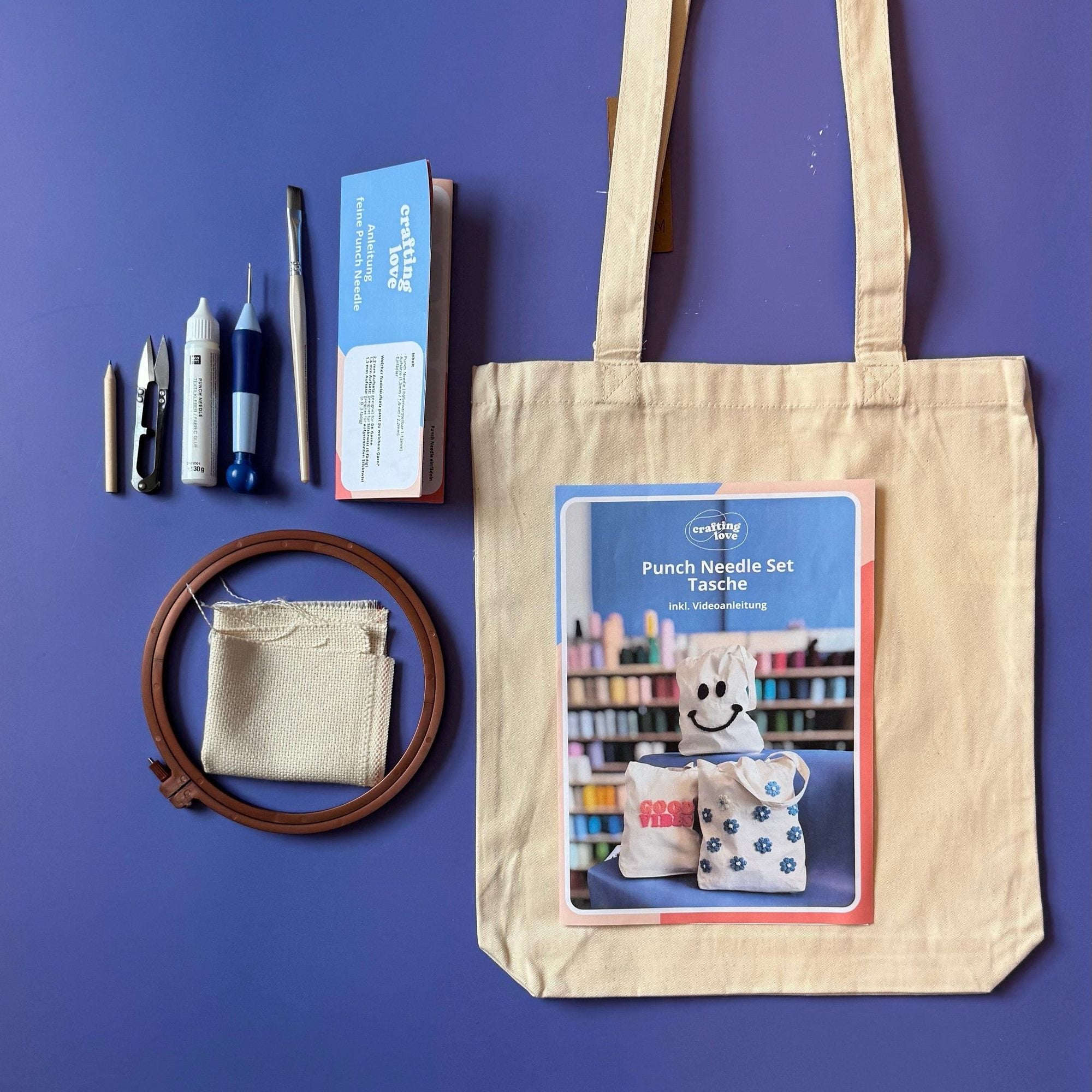 Craftinglove punch needle bag set with blank tote