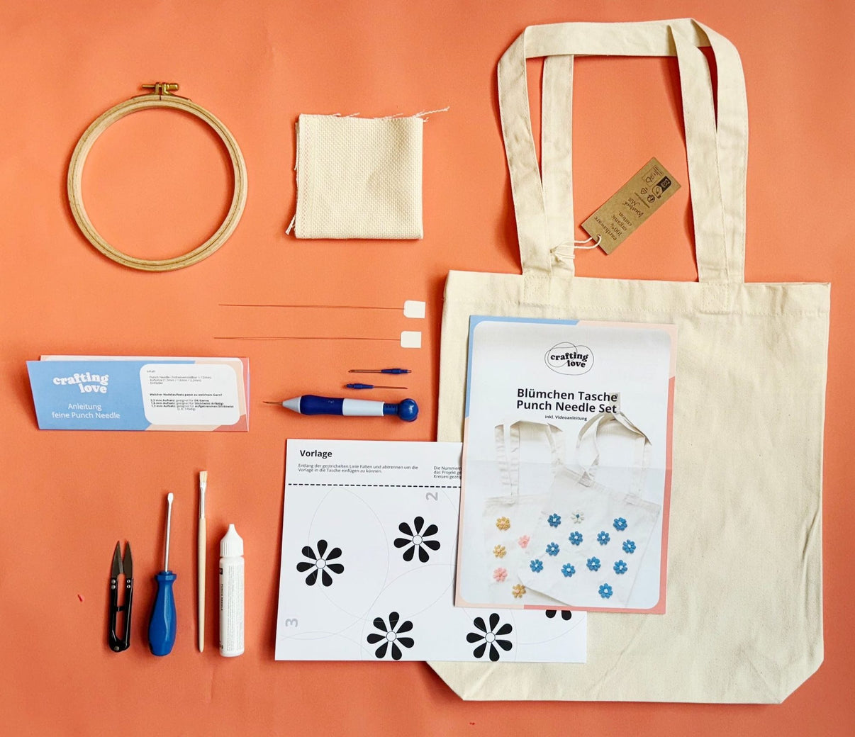 Craftinglove punch needle set with flower design