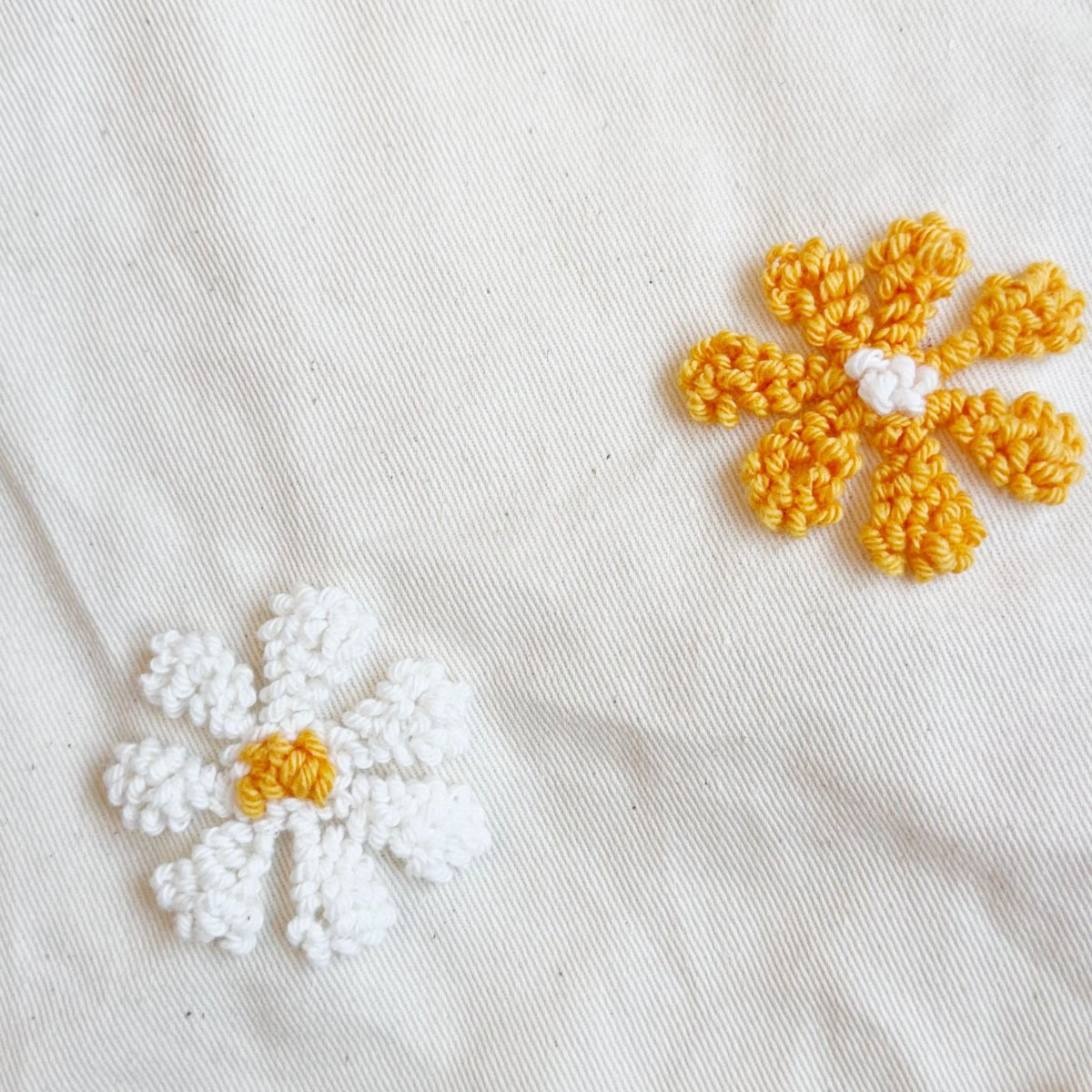Punch needle floral bag kit with template and yarn