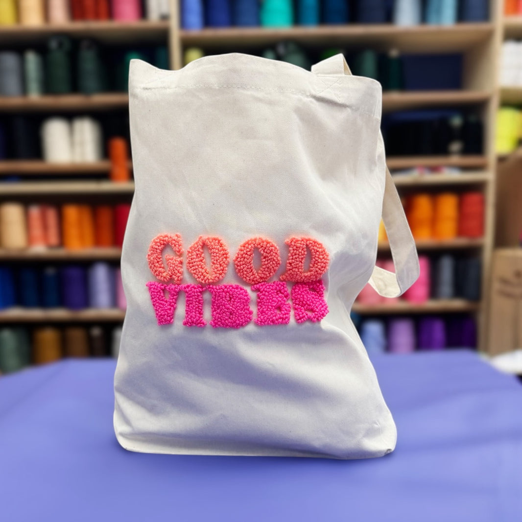 Craftinglove Good Vibes punch needle tote bag set
