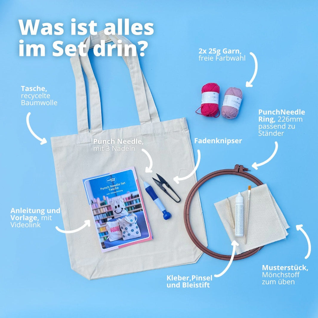 NOPE Punch-Needle-Taschenset, Inhalt