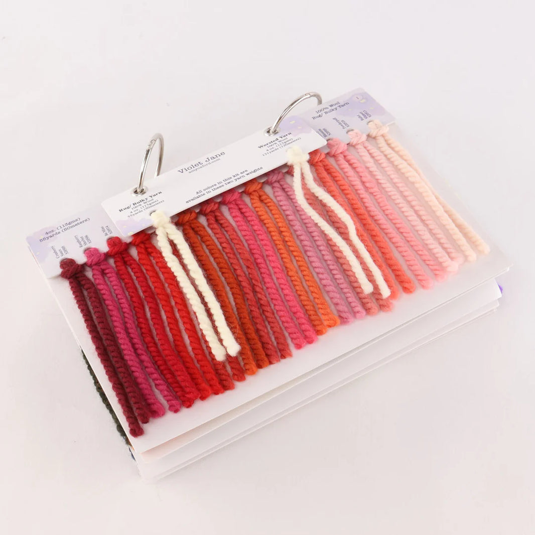 Violet Jane solid colours punch needle yarn colour card