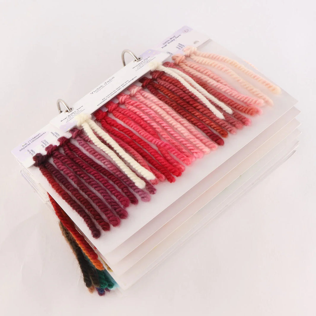 Violet Jane variegated punch needle yarn colour card