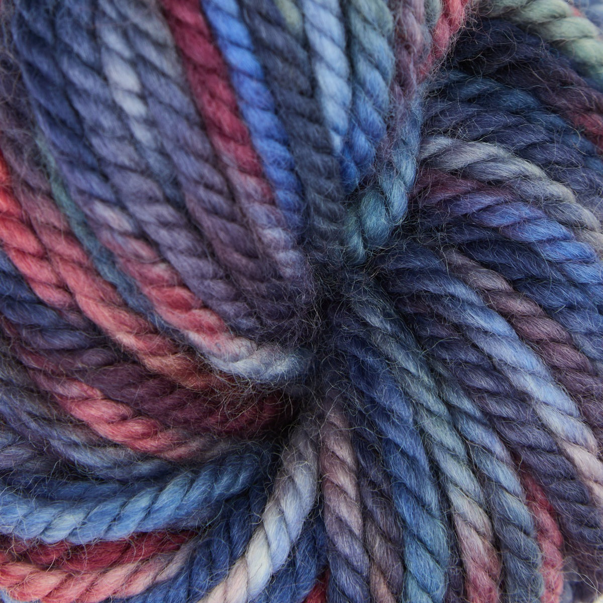 Variegated punch needle rug yarn skein in Blue Suede, 110g