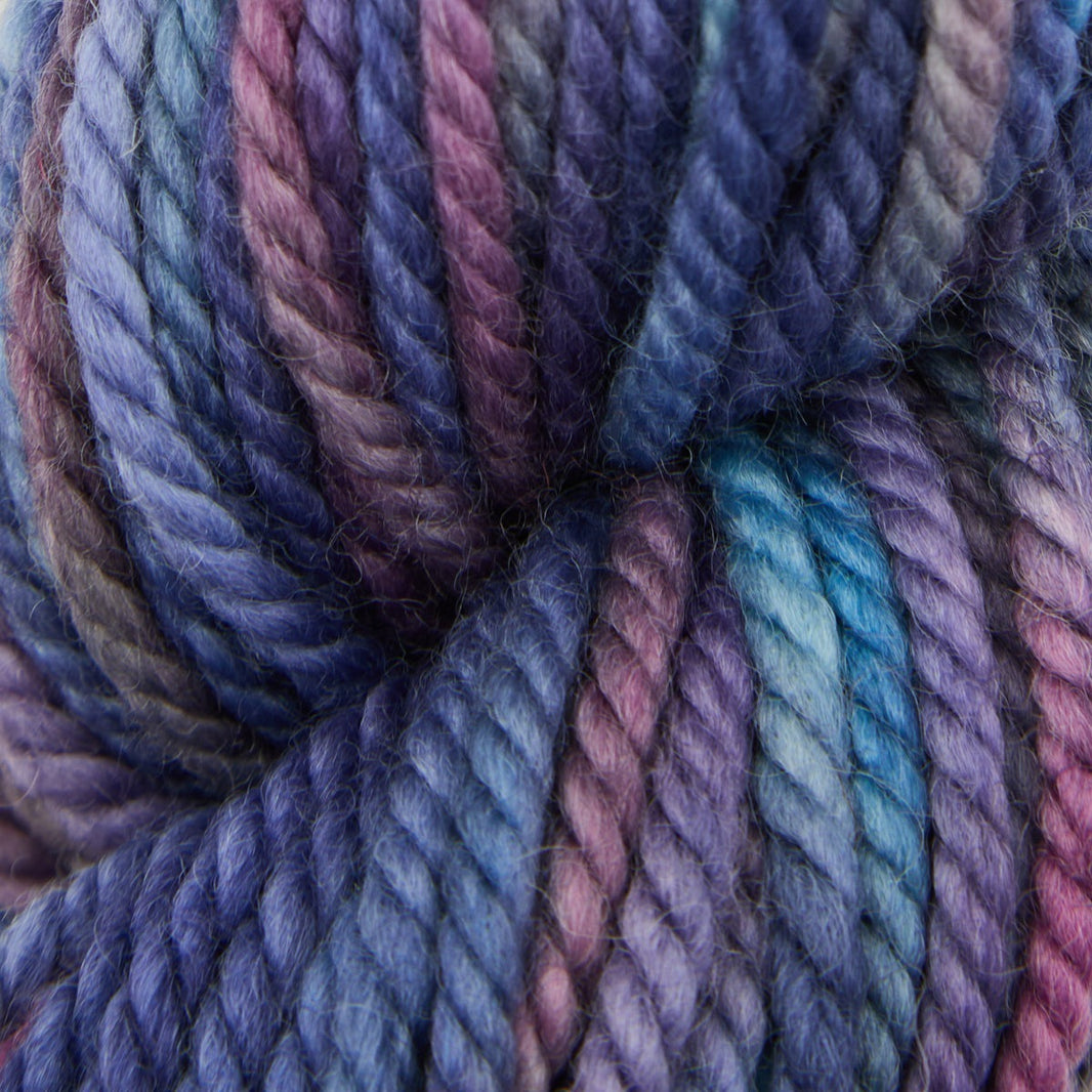 Variegated punch needle rug yarn skein in Blue Noodle Alien, 110g