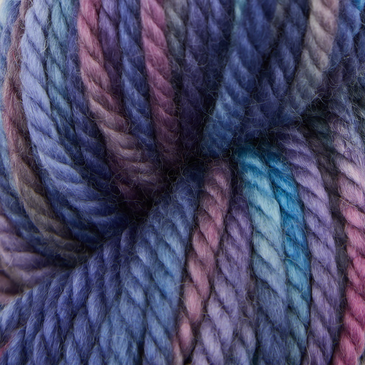 Variegated punch needle rug yarn skein in Blue Noodle Alien, 110g