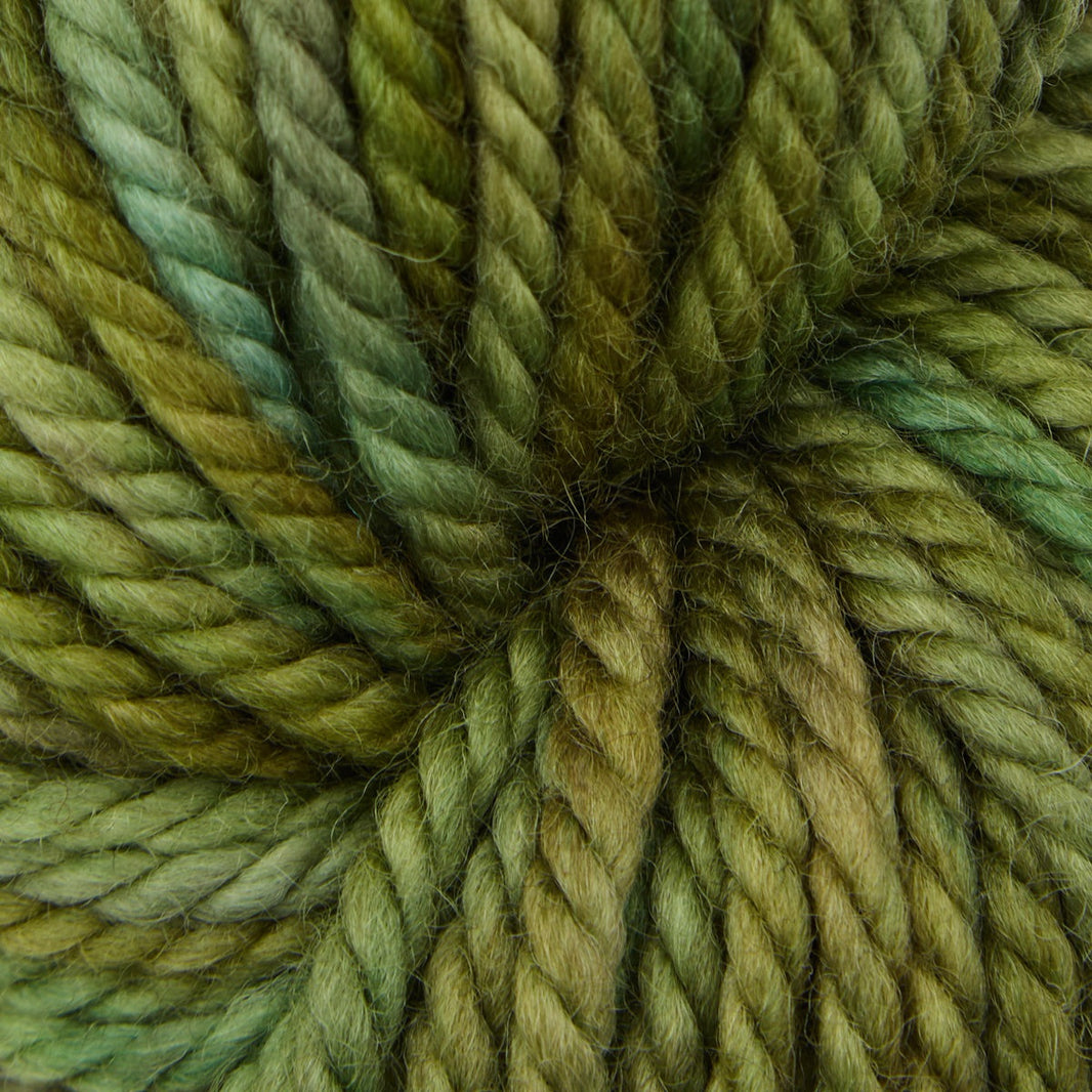 Variegated punch needle rug yarn skein in Backroads Green, 110g