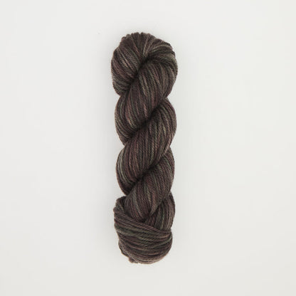 Fine punch needle yarn swatch in Black Rhino variegated colours