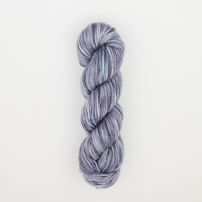 Fine punch needle yarn swatch in Blue Dove variegated colours