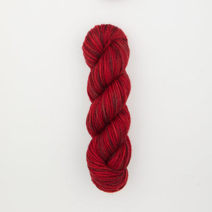 Fine punch needle yarn swatch in Barn variegated colours