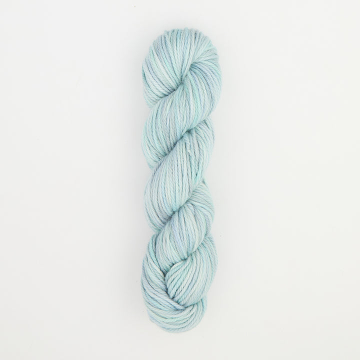 Fine punch needle yarn swatch in Atlantic Coast variegated colours