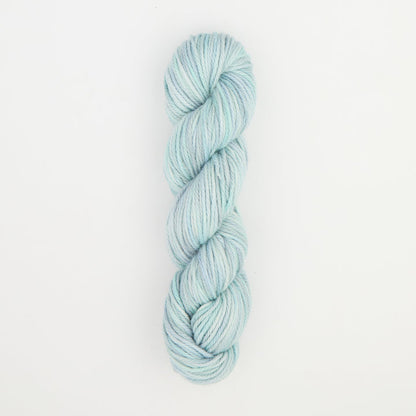 Fine punch needle yarn swatch in Atlantic Coast variegated colours